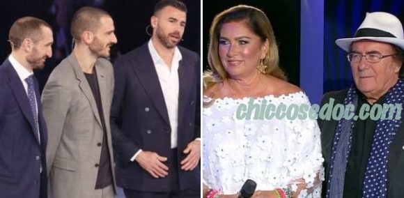 "C'E' POSTA PER TE" - Al Bano Carrisi e Romina Power ed i tre difensori juventini.. Leonardo Bonucci, Andrea Barzagli e Giorgio Chiellini.. ospiti