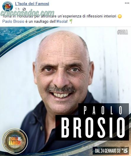 “ISOLA DEI FAMOSI 14” - Paolo Brosio ufficialmente nel cast dei naufraghi..