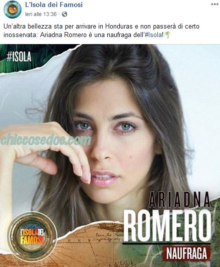 "ISOLA DEI FAMOSI 14" - Ariadna Romero nuova naufraga.. 