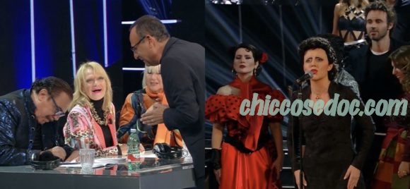 "TALE e QUALE SHOW 2019 - IL TORNEO" - La giuria tutta, integrata da Nino Frassica e Rita Pavone, premia l'esecuzione di Lidia Schillaci sulle note di Edith Piaf. E Nek si complimenta con Francesco Monte, ancora sul podio..