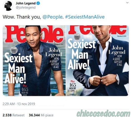 John Legend eletto da "People" l'"uomo più sexy del 2019"..