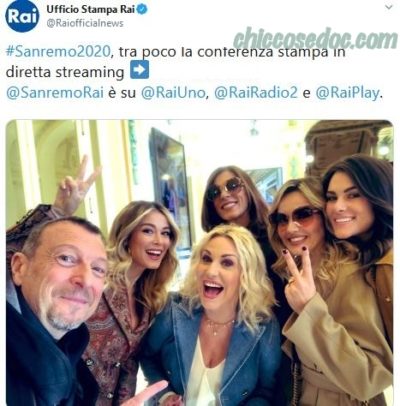 "SANREMO 2020" - La conferenza stampa di presentazione con Amadeus.. Antonella Clerici, Diletta Leotta, Francesca Sofia Novello, Emma D'Aquino e Laura Chimenti..